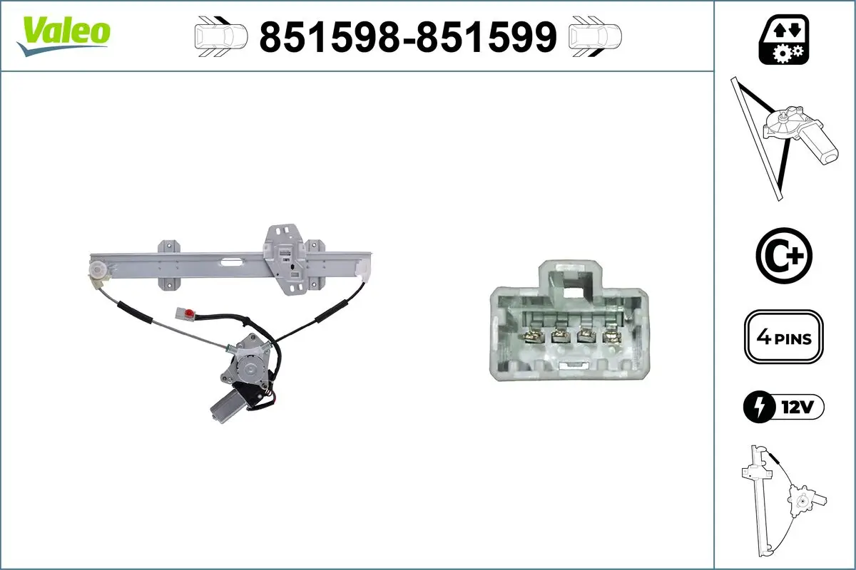 Fensterheber 12 V vorne links VALEO 851598