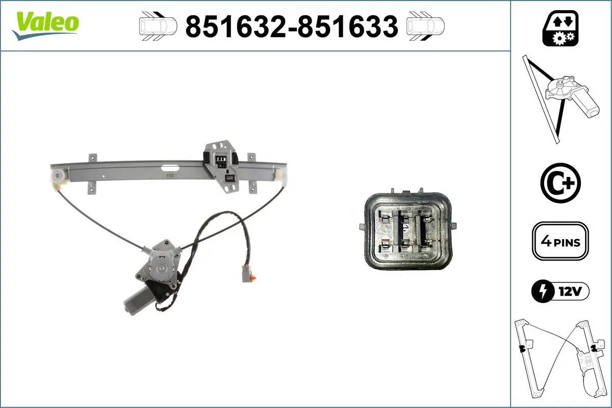 Fensterheber 12 V vorne rechts VALEO 851633