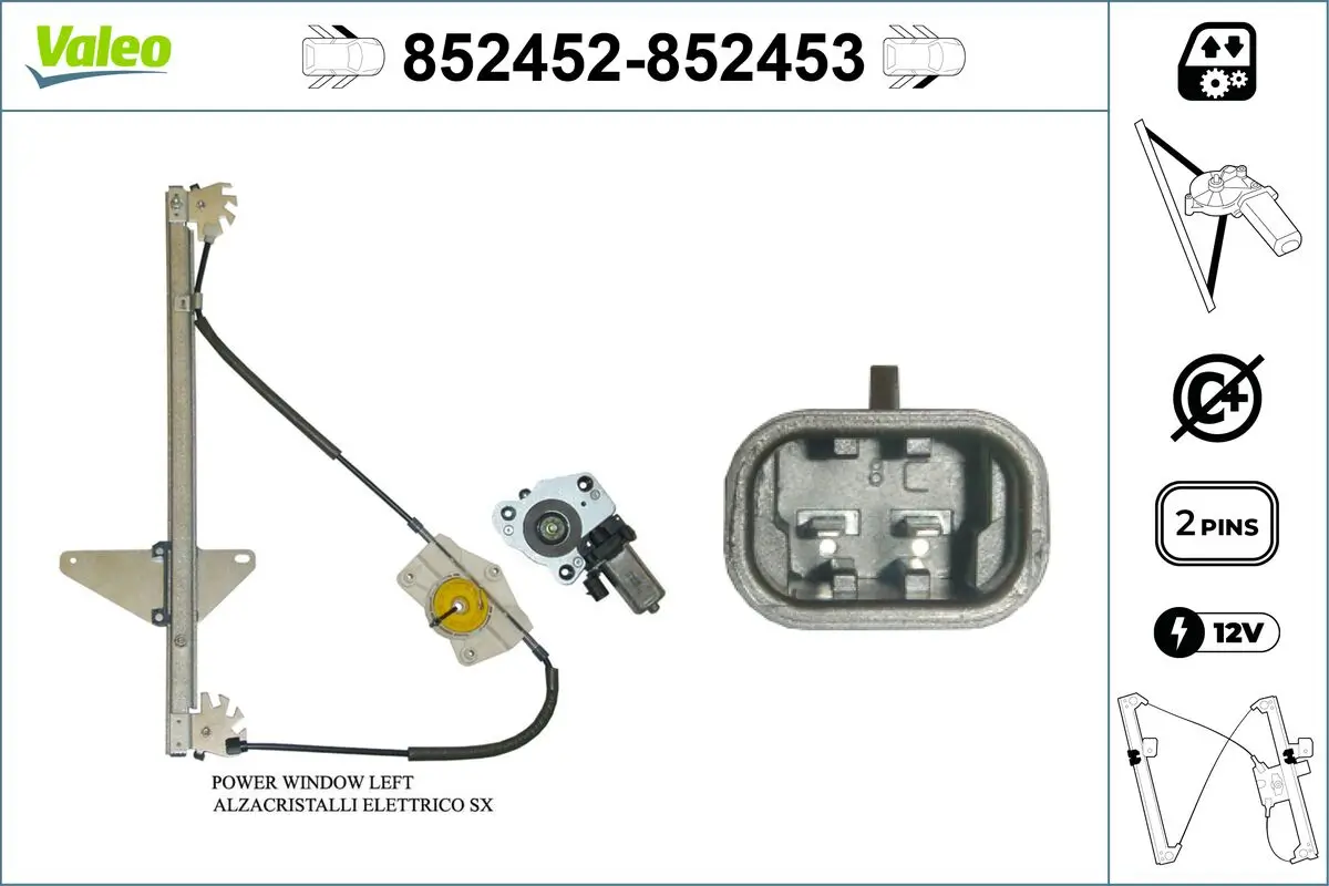 Fensterheber vorne links VALEO 852452