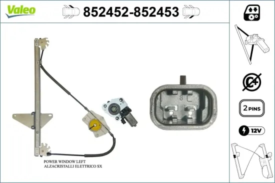 Fensterheber vorne links VALEO 852452 Bild Fensterheber vorne links VALEO 852452