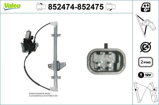 Fensterheber vorne links VALEO 852474 Bild Fensterheber vorne links VALEO 852474