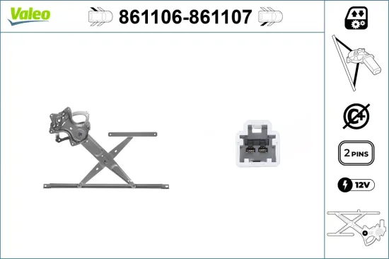 Fensterheber 12 V hinten rechts VALEO 861107 Bild Fensterheber 12 V hinten rechts VALEO 861107