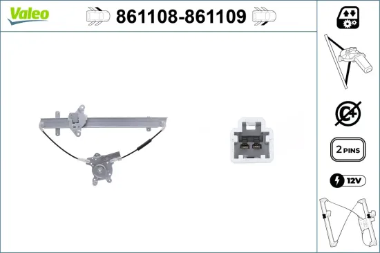 Fensterheber 12 V vorne rechts VALEO 861109 Bild Fensterheber 12 V vorne rechts VALEO 861109