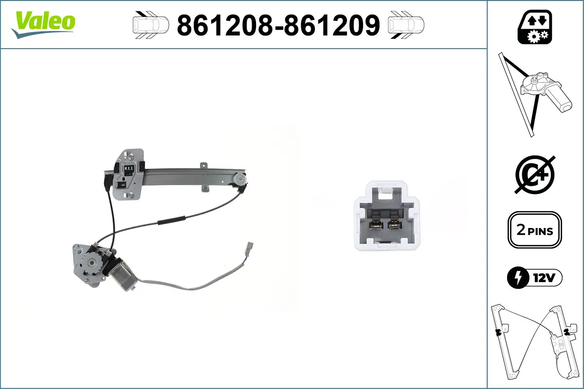 Fensterheber 12 V hinten links VALEO 861208