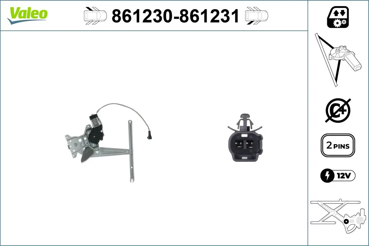 Fensterheber 12 V hinten links VALEO 861230