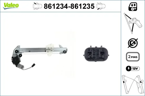 Fensterheber 12 V hinten links VALEO 861234 Bild Fensterheber 12 V hinten links VALEO 861234