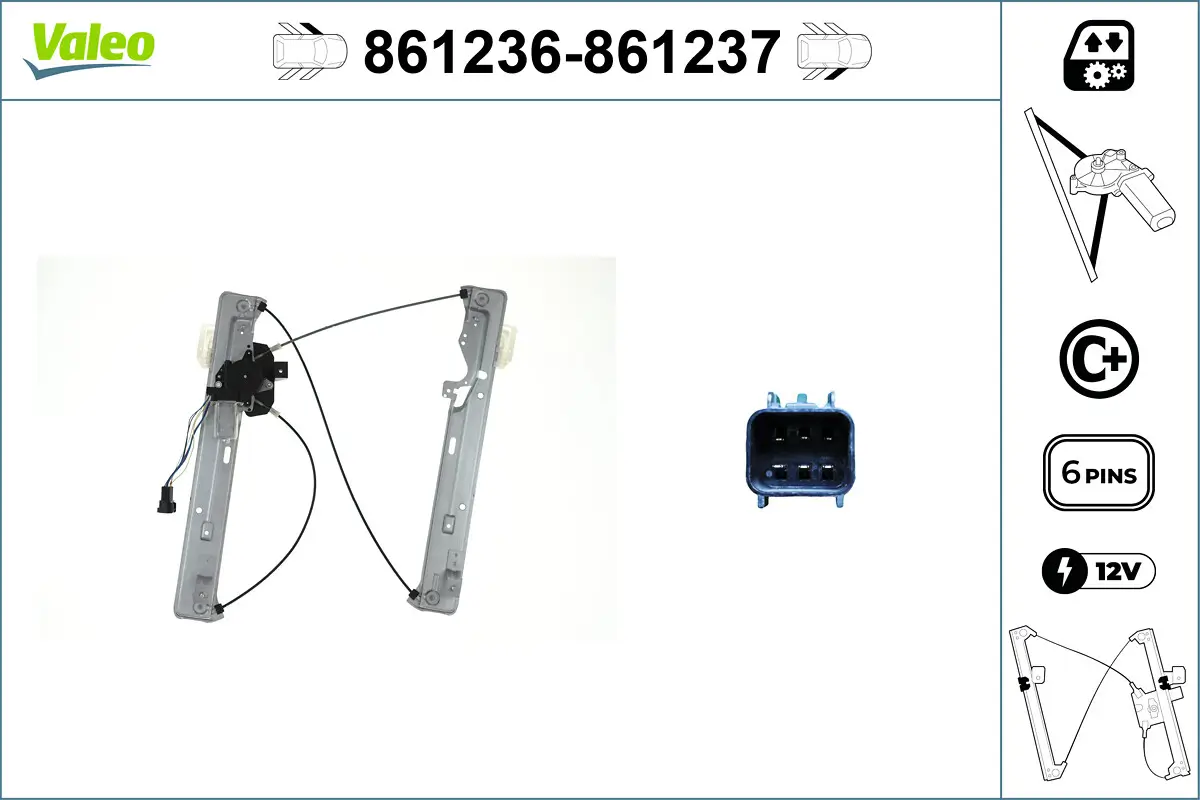 Fensterheber 12 V vorne links VALEO 861236