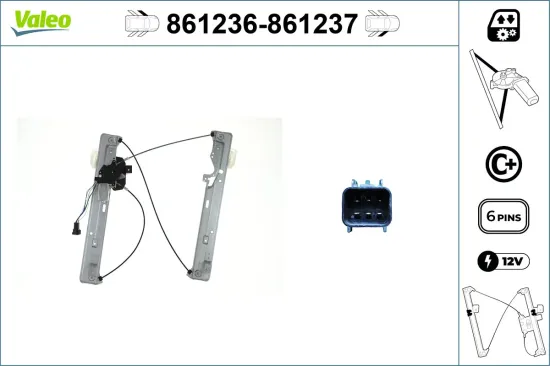Fensterheber 12 V vorne links VALEO 861236 Bild Fensterheber 12 V vorne links VALEO 861236