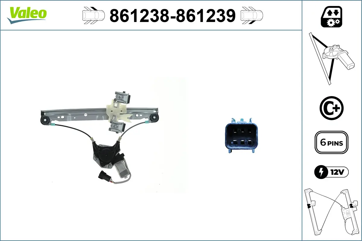 Fensterheber 12 V vorne links VALEO 861238