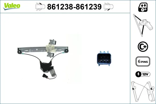 Fensterheber 12 V vorne links VALEO 861238 Bild Fensterheber 12 V vorne links VALEO 861238
