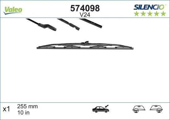 Wischblatt beifahrerseitig fahrerseitig VALEO 574098 Bild Wischblatt beifahrerseitig fahrerseitig VALEO 574098