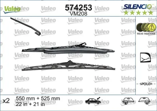 Wischblatt vorne VALEO 574253 Bild Wischblatt vorne VALEO 574253