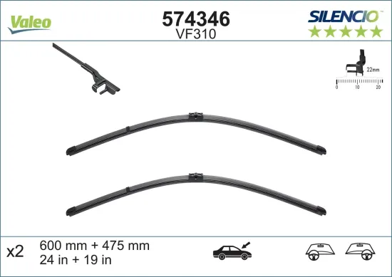 Wischblatt vorne VALEO 574346 Bild Wischblatt vorne VALEO 574346
