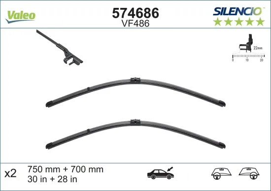 Wischblatt vorne VALEO 574686 Bild Wischblatt vorne VALEO 574686