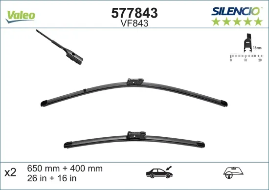 Wischblatt vorne VALEO 577843 Bild Wischblatt vorne VALEO 577843