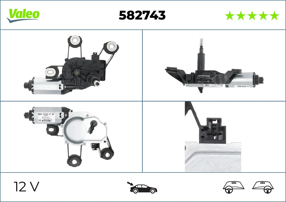 Wischermotor 12 V hinten VALEO 582743