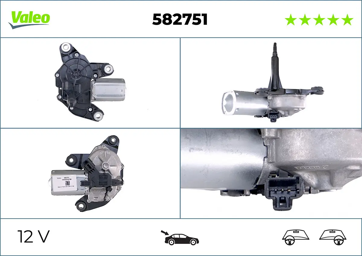 Wischermotor 12 V hinten rechts VALEO 582751