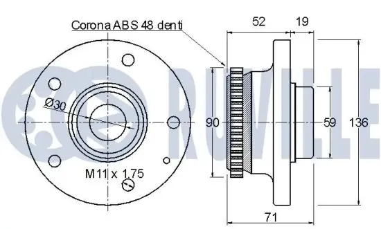 Radlagersatz Hinterachse RUVILLE 220570 Bild Radlagersatz Hinterachse RUVILLE 220570
