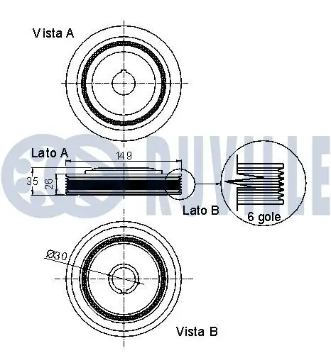 Riemenscheibe, Kurbelwelle RUVILLE 520130 Bild Riemenscheibe, Kurbelwelle RUVILLE 520130