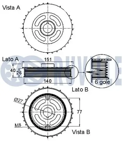 Riemenscheibe, Kurbelwelle RUVILLE 520326 Bild Riemenscheibe, Kurbelwelle RUVILLE 520326
