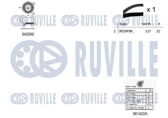Wasserpumpe + Zahnriemensatz RUVILLE 5503261 Bild Wasserpumpe + Zahnriemensatz RUVILLE 5503261