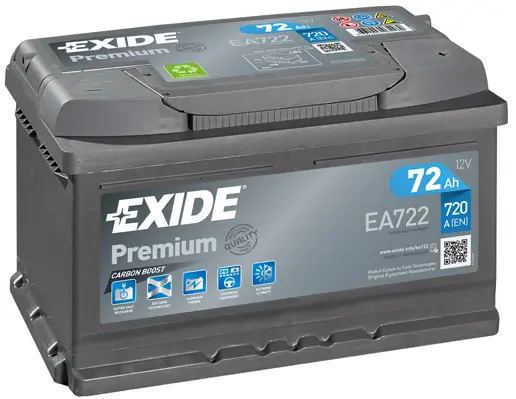 Starterbatterie 12 V 72 Ah EXIDE EA722 Bild Starterbatterie 12 V 72 Ah EXIDE EA722