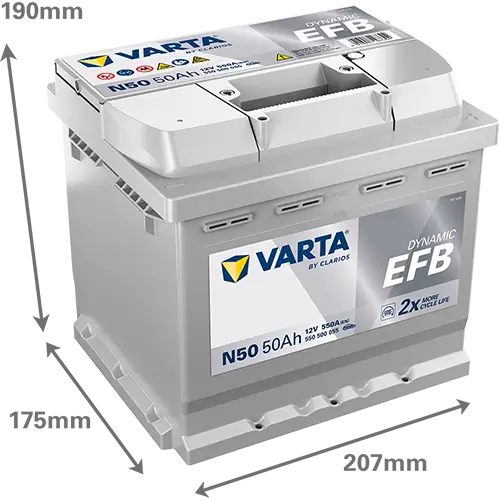 Starterbatterie 12 V 50 Ah VARTA 550500055K262 Bild Starterbatterie 12 V 50 Ah VARTA 550500055K262