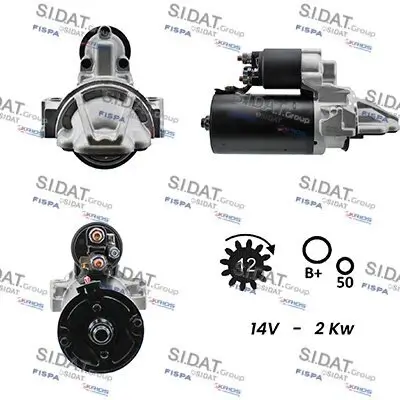 Starter 12 V 2 kW SIDAT S12BH0004A2