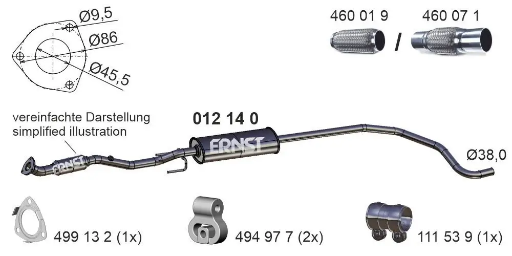 Mittelschalldämpfer ERNST 012140