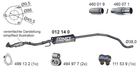 Mittelschalldämpfer ERNST 012140 Bild Mittelschalldämpfer ERNST 012140