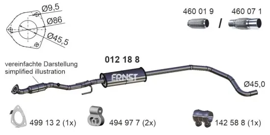 Mittelschalldämpfer ERNST 012188 Bild Mittelschalldämpfer ERNST 012188