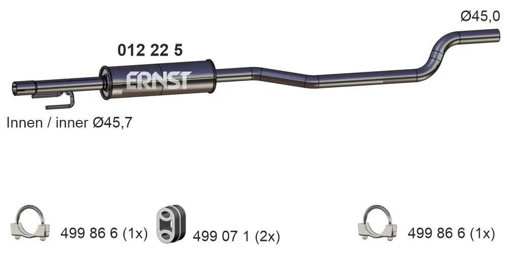 Mittelschalldämpfer ERNST 012225