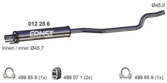 Mittelschalldämpfer ERNST 012256 Bild Mittelschalldämpfer ERNST 012256