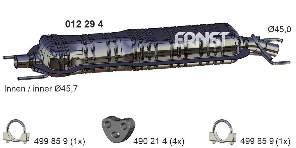 Mittelschalldämpfer ERNST 012294