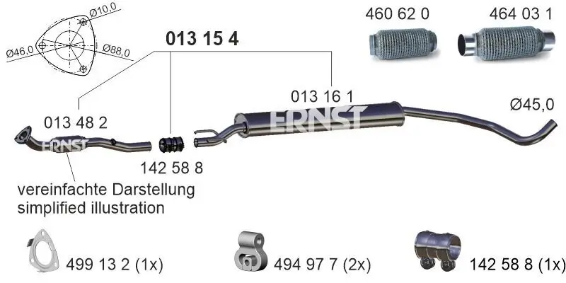 Mittelschalldämpfer ERNST 013154