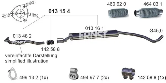 Mittelschalldämpfer ERNST 013154 Bild Mittelschalldämpfer ERNST 013154