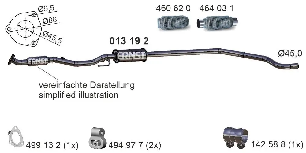 Mittelschalldämpfer ERNST 013192