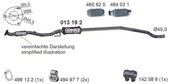 Mittelschalldämpfer ERNST 013192 Bild Mittelschalldämpfer ERNST 013192