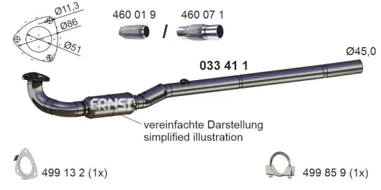 Abgasrohr vorne ERNST 033411 Bild Abgasrohr vorne ERNST 033411