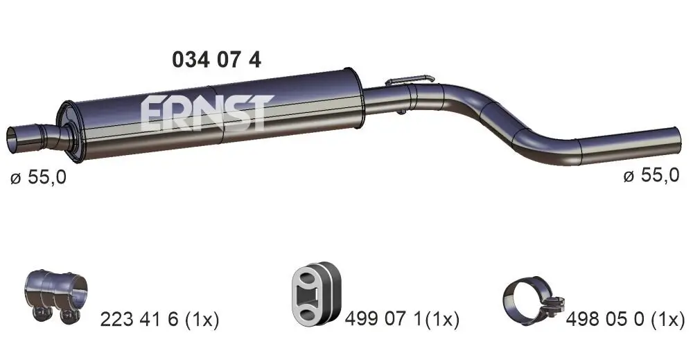 Mittelschalldämpfer ERNST 034074