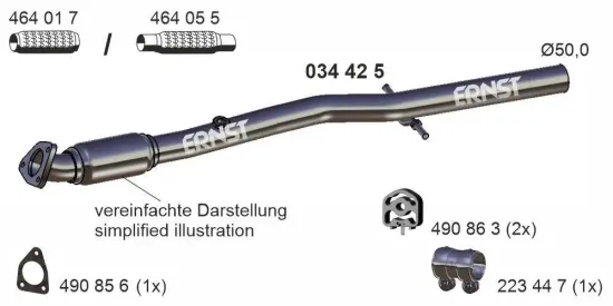 Abgasrohr vorne ERNST 034425 Bild Abgasrohr vorne ERNST 034425