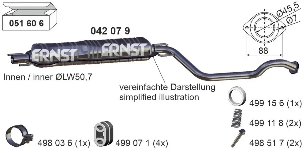 Mittelschalldämpfer ERNST 042079