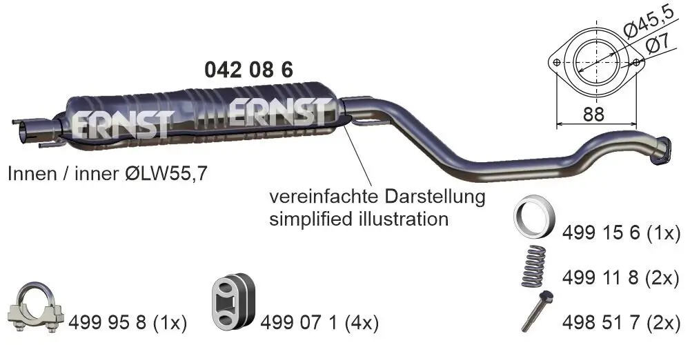 Mittelschalldämpfer ERNST 042086