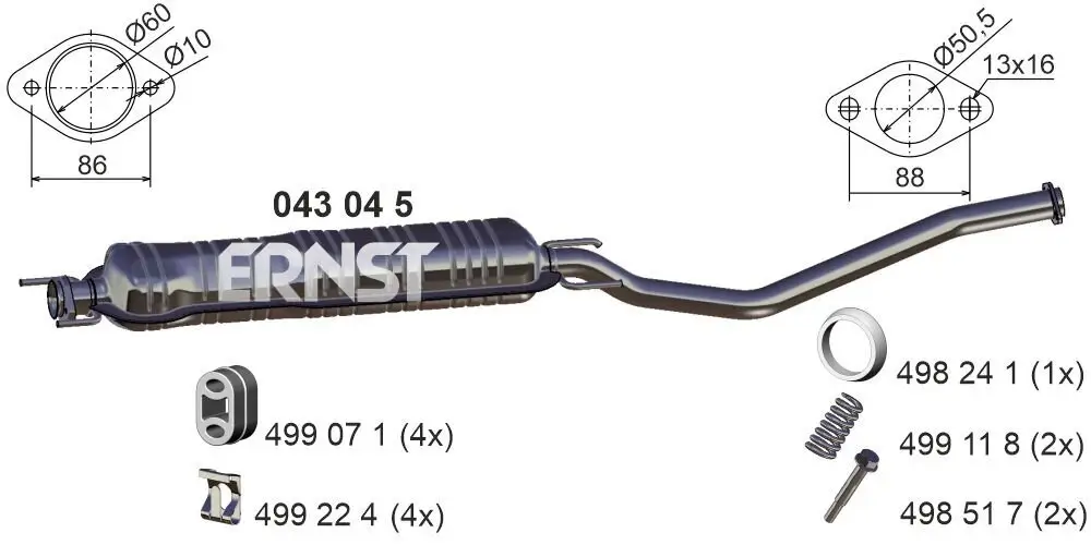 Mittelschalldämpfer ERNST 043045