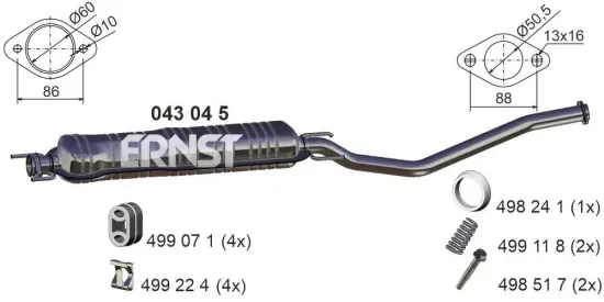 Mittelschalldämpfer ERNST 043045 Bild Mittelschalldämpfer ERNST 043045