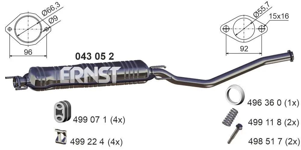Mittelschalldämpfer ERNST 043052