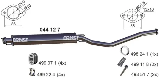 Mittelschalldämpfer ERNST 044127 Bild Mittelschalldämpfer ERNST 044127