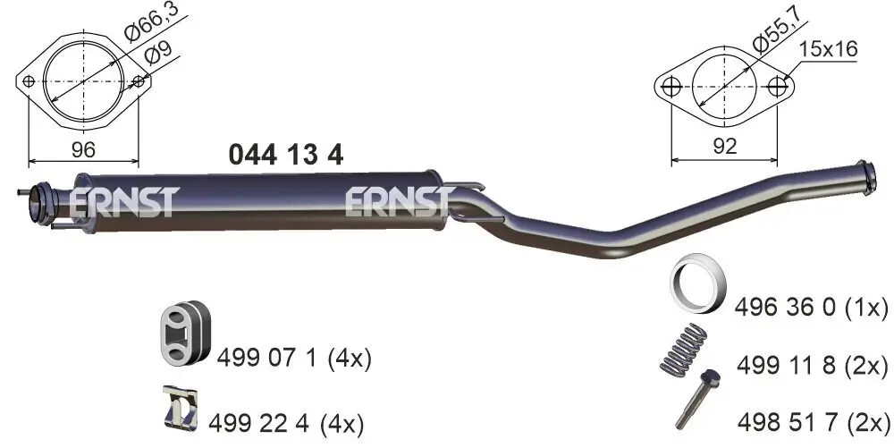 Mittelschalldämpfer ERNST 044134