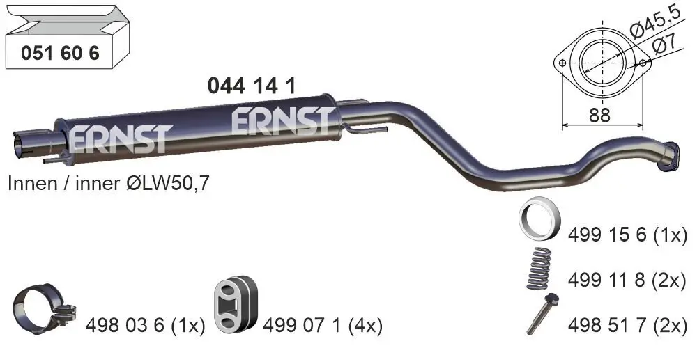 Mittelschalldämpfer ERNST 044141