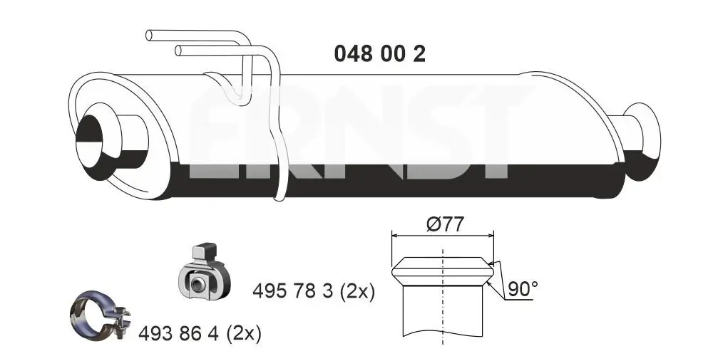 Mittelschalldämpfer ERNST 048002
